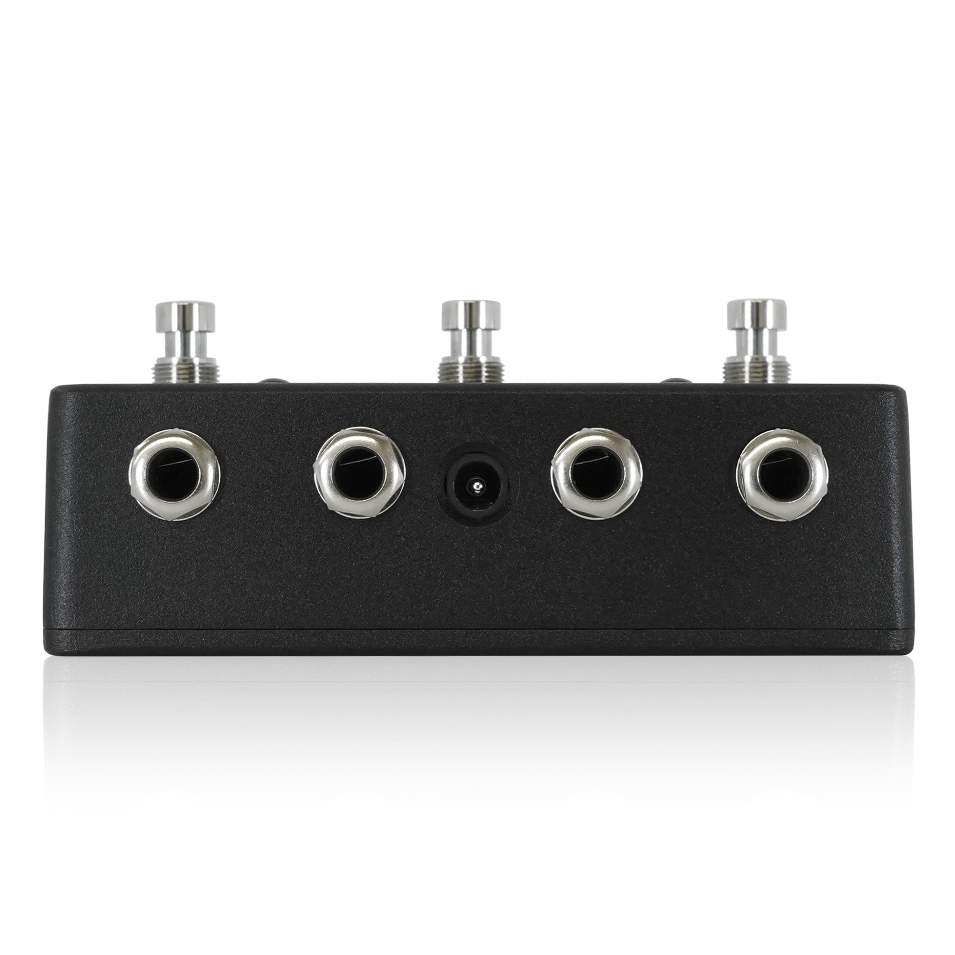 Gitarren-Effektpedal, Schwarzes Gehäuse, Klinkenanschlüsse, Fußschalter